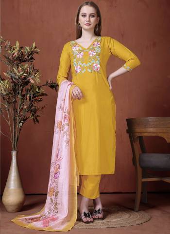 Attractive These Suit in Fine Colored Pair With Bottom And Dupatta.These Top And Bottom Are Fabricated On Rayon Pair With Chanderi Dupatta.Its Beautified With Designer Embroidery Work,Printed.