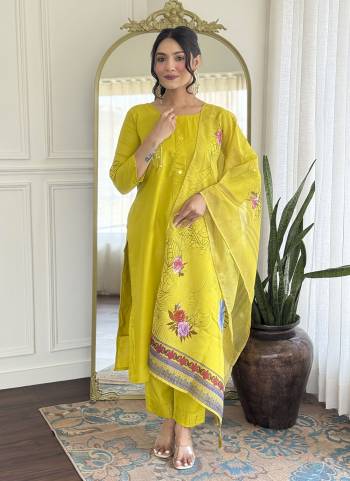 Attractive These Suit in Fine Colored Pair With Bottom And Dupatta.These Top And Bottom Are Fabricated On Silk Pair With Chanderi Dupatta.Its Beautified With Designer Mirror Hand Work,Printed.