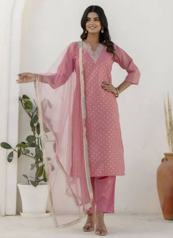 Attractive These Beautiful Readymade Suits With Dupatta.These Suit is Fabricated On Top Are Chanderi Silk And Bottom Are Silk And Net Dupatta .Its Beautified With Designer Embroidery Work.