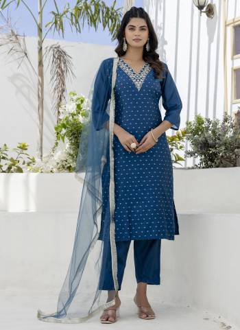 Attractive These Beautiful Readymade Suits With Dupatta.These Suit is Fabricated On Top Are Chanderi Silk And Bottom Are Silk And Net Dupatta .Its Beautified With Designer Embroidery Work.