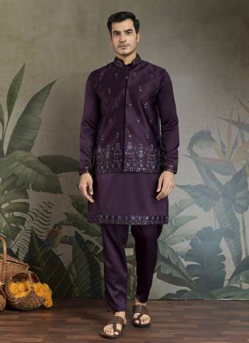 Attrective These Party Wear Readymade Kurta Payjama With Jacket Pair in Fine Colored.These Kurta Payjama And Jacket Are Silk Fabricated on Pair.Its Beautified With Designer Mirror,Thread,Sequance Embroidery Work.
