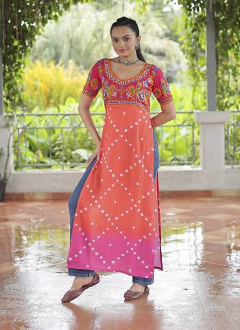 Looking These Beautiful Navratri  Readymade Kurti.These Kurti is Fabricated On Rayon.Its Beautified With Designer Printed With Kutchi Gamthi Work.