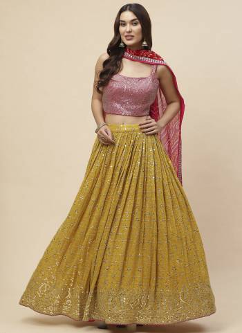 For A Designer Look,Grab These Lehenga Choli in Fine Colored.These Lehenga And Blouse Are Fabricated On Georgette Pair With Dupatta Are Georgette.Its Beautified With Designer Sequance,Jari Embroidery Work.