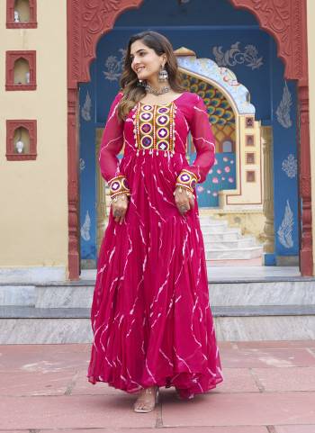 Garb These Beautiful Looking Readymade Long Gown.These Gown is Fabricated On Faux Georgette.Its Beautified With Lahariya Printed Designer, Kutchi Patch Work.