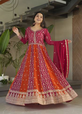 Garb These Beautiful Looking Party Wear Readymade Long Gown With Dupatta.These Gown Are Faux Georgette And Dupatta is Fabricated On Faux Georgette.Its Beautified With Designer Jari,Sequance Embroidery Work.