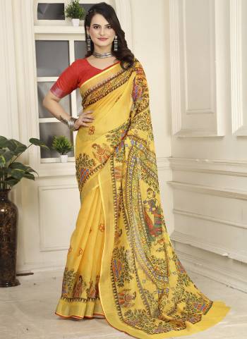 Attractive These Fastive Saree in Fine Colored.These Saree Are Linen Cotton And Blouse is Fabricated On Linen Cotton Pair.Its Beautified With Wevon Jari Border Designer With Digital Printed.