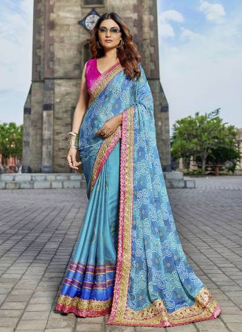 Attractive These Fancy Fastive Saree in Fine Colored.These Saree Are Georgette And Blouse is Fabricated On Art Silk Pair.Its Beautified With Disigner Bandhani,Laheriya Printed With Lace Border Work.