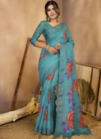 Looking These Fastive And Party Wear Saree in Fine Colored.These Saree And Blouse is Fabricated On Linen Sequions.Its Beautified With Woven Designer Sequance,Printed.
