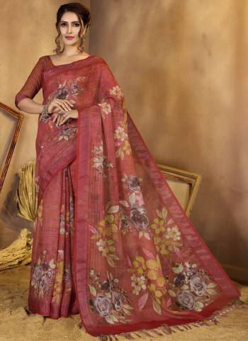Looking These Fastive And Party Wear Saree in Fine Colored.These Saree And Blouse is Fabricated On Linen Sequions.Its Beautified With Woven Designer Sequance,Printed.