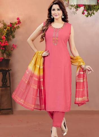 Looking These Suit in Fine Colored Pair With Bottom And Dupatta.These Top And Bottom Are Fabricated On Soft Silk Pair With Art Silk Dupatta.Its Beautified With Designer Embroidery Work.