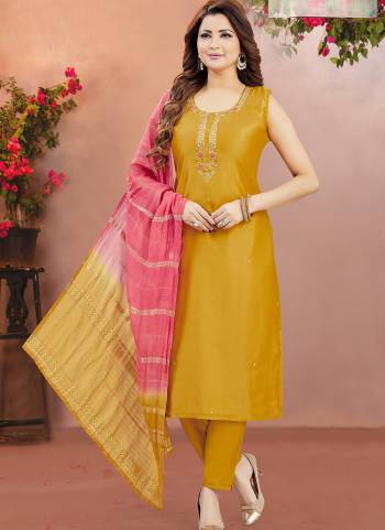 Looking These Suit in Fine Colored Pair With Bottom And Dupatta.These Top And Bottom Are Fabricated On Soft Silk Pair With Art Silk Dupatta.Its Beautified With Designer Embroidery Work.