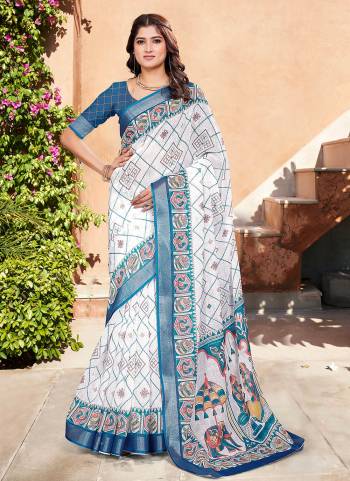 Garb These Fastive Saree in Fine Colored.These Saree Are Linen Cotton And Blouse is Fabricated On Linen Cotton Pair.Its Beautified With Wevon Jari Border With Designer Digital Printed.
