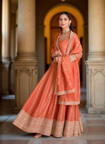 Attractive These Party Wear Designer Anarkali Suit in Fine Colored Pair With Dupatta.These Top Are Viscose Banaras Shimmer Fabricated Pair With Vichitra Silk Dupatta.Its Beautified With Wevon Jacquard Designer With Embroidery And Khatli Hand Work.
