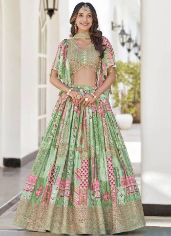 For A Designer Look,Grab These Lehenga Choli in Fine Colored.These Lehenga Are Chinon Silk And Blouse Are Fabricated On Chinon Silk Pair With Dupatta Are Chiffon.Its Beautified With Designer Digital Printed With Dori,Jari Embroidery Work.