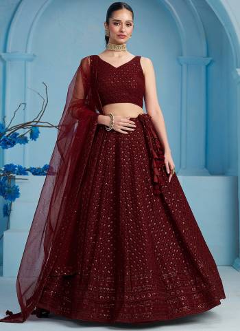 For A Designer Look,Grab These Party Wear Lehenga Choli in Fine Colored.These Lehenga And Blouse Are Fabricated On Georgette Pair With Dupatta Are Soft Net.Its Beautified With Thread,Sequance Embroidery Work.