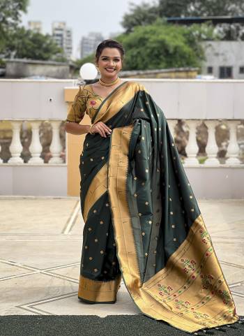 Attrective These Party Wear Saree in Fine Colored.These Saree And Blouse is Fabricated On Paithani Silk.Its Beautified With Weaving Jacquard Jari Designer.