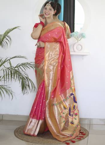 Garb These Party Wear Saree in Fine Colored.These Saree Are Paithani Silk And Blouse is Fabricated On Art Silk.Its Beautified With Weaving Jacquard Designer With Embroidery Work Blouse.