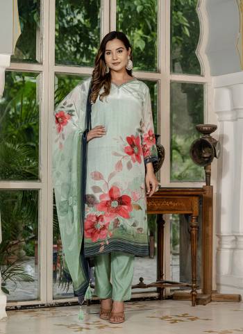 Attractive These Designer Readymade Suit in Fine Colored Pair With Bottom And Dupatta.These Top And Dupatta Are Fabricated On Natural Crepe Pair With Viscose Santoon Bottom.Its Beautified With Designer Digital Printed With Hand Work.