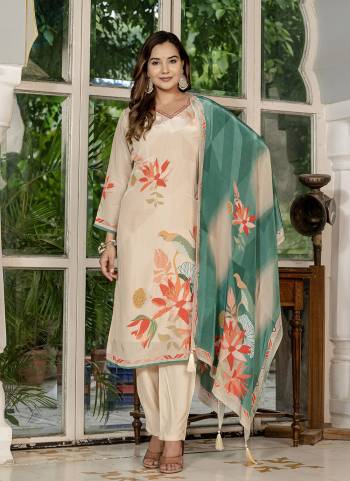 Attractive These Designer Readymade Suit in Fine Colored Pair With Bottom And Dupatta.These Top And Dupatta Are Fabricated On Natural Crepe Pair With Viscose Santoon Bottom.Its Beautified With Designer Digital Printed With Hand Work.