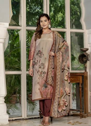 Attractive These Designer Readymade Suit in Fine Colored Pair With Bottom And Dupatta.These Top And Dupatta Are Fabricated On Jari Tissue Pair With Viscose Santoon Bottom.Its Beautified With Designer Digital Printed With Hand Work.