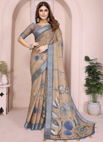 Looking These Party Wear Saree in Fine Colored.These Saree And Blouse is Fabricated On Linen Cotton.Its Beautified With Woven Silver Border Designer With Digital Printed.