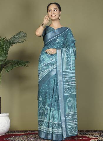 Looking These Fastive And Party Ready To Wear Saree in Fine Colored.These Saree And Blouse is Fabricated On Cotton.Its Beautified With Woven Jari Border Designer With Digital Printed.