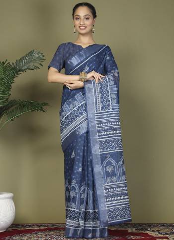 Looking These Fastive And Party Ready To Wear Saree in Fine Colored.These Saree And Blouse is Fabricated On Cotton.Its Beautified With Woven Jari Border Designer With Digital Printed.
