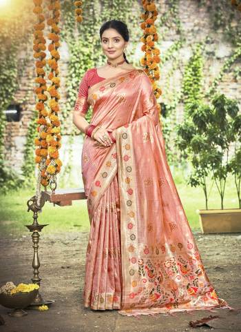 Attractive These Fastive And Party Wear Saree in Fine Colored.These Saree And Blouse is Fabricated On Assam Silk.Its Beautified With Wevon Meenakari Designer.