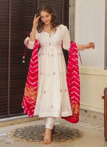 Looking These Suit in Fine Colored Pair With Bottom And Dupatta.These Top Are Chanderi And Bottom Are Fabricated On Chanderi Pair With Lagdi Patta Dupatta.Its Beautified With Designer Embroidery Work.