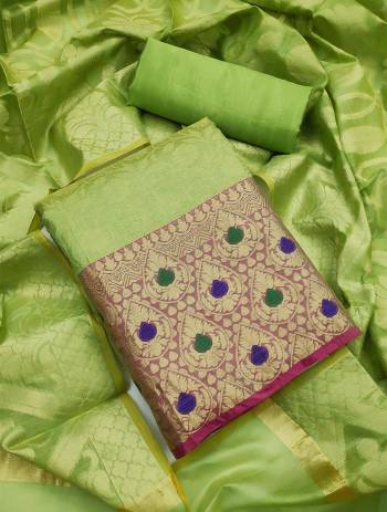 Celebrate This Festive Season In A Proper Traditional Look Wearing This Weaved Straight Suit In Fine Color. This Pretty Suit Is Banarasi Jacquard Based Beautified With Weave. Its Fabric Gives A Rich Look To Your Personality
