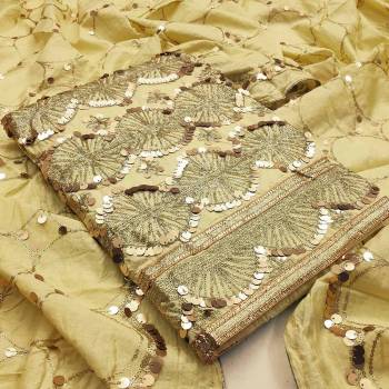 Celebrate This Festive Season In A Proper Look Wearing This Weaved Straight Suit In Fine Color. This Pretty Suit Is Modal Chanderi Based Beautified With Sequance Work. Its Fabric Gives A Rich Look To Your Personality
