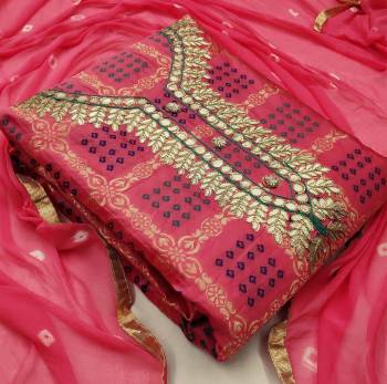Garb This Festive Season In A Proper Look Wearing This Weaved Straight Suit In Fine Color. This Pretty Suit Is Banarasi Jacquard With Printed Based Beautified With Nazneen Bandhni Printed Dupatta. Its Fabric Gives A Rich Look To Your Personality