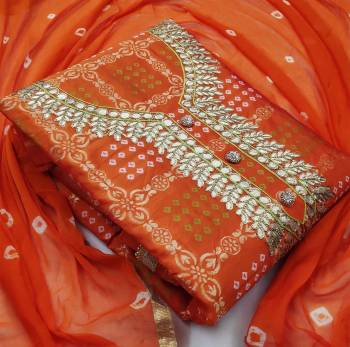 Garb This Festive Season In A Proper Look Wearing This Weaved Straight Suit In Fine Color. This Pretty Suit Is Banarasi Jacquard With Printed Based Beautified With Nazneen Bandhni Printed Dupatta. Its Fabric Gives A Rich Look To Your Personality