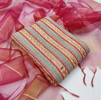 Add This Lovely Rich And Elegant Looking Cotton Based Designer Straight Suit To Your Wardrobe In Fine Color. Its Gota Patti Embroidered Top Is Fabricated On Cotton With Wevon Designer Paired With Cotton Based Bottom And Banarasi Jacquard Dupatta