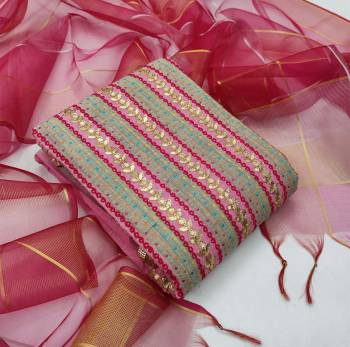 Add This Lovely Rich And Elegant Looking Cotton Based Designer Straight Suit To Your Wardrobe In Fine Color. Its Gota Patti Embroidered Top Is Fabricated On Cotton With Wevon Designer Paired With Cotton Based Bottom And Banarasi Jacquard Dupatta