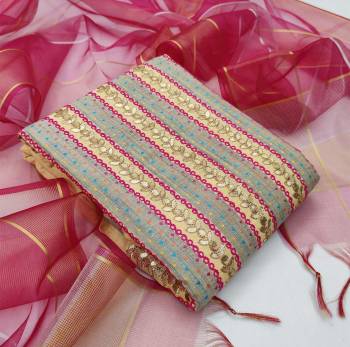 Add This Lovely Rich And Elegant Looking Cotton Based Designer Straight Suit To Your Wardrobe In Fine Color. Its Gota Patti Embroidered Top Is Fabricated On Cotton With Wevon Designer Paired With Cotton Based Bottom And Banarasi Jacquard Dupatta