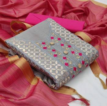 Add This Lovely Rich And Elegant Looking Cotton Based Designer Straight Suit To Your Wardrobe In Fine Color. Its Gota Patti Embroidered Top Is Fabricated On Glass Cotton Designer Paired With Cotton Based Bottom And Banarasi Jacquard Dupatta