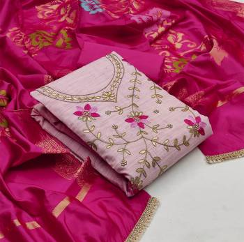 Add This Lovely Rich And Elegant Looking Cotton Based Designer Straight Suit To Your Wardrobe In Fine Color. Its Gota Patti Embroidered Top Is Fabricated On Glass Cotton Designer Paired With Cotton Based Bottom And Banarasi Jacquard Dupatta