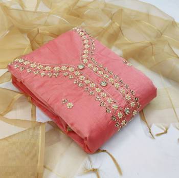 This Lovely Rich And Elegant Looking Modal Chanderi Based Designer Straight Suit To Your Wardrobe In Fine Color. Its Embroidered With Hand Work Top Is Fabricated On Modal Chanderi Paired With Santoon Based Bottom And Banarasi Jacquard Dupatta