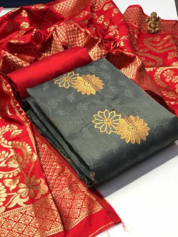 Look This Weaved Straight Suit In Fine Color. This Pretty Suit Is Banarasi Jacquard Based Top And Dupatta Beautified With Weave Designer And Bottom Are Tapeta Silk. Its Fabric Gives A Rich Look To Your Personalit.