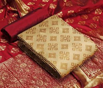Look This Weaved Straight Suit In Fine Color. This Pretty Suit Is Banarasi Jacquard Based Top And Dupatta Beautified With Weave Designer And Bottom Are Tapeta Silk. Its Fabric Gives A Rich Look To Your Personalit.