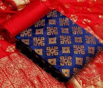 Look This Weaved Straight Suit In Fine Color. This Pretty Suit Is Banarasi Jacquard Based Top And Dupatta Beautified With Weave Designer And Bottom Are Tapeta Silk. Its Fabric Gives A Rich Look To Your Personalit.