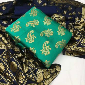 Garb This Weaved Straight Suit In Fine Color. This Pretty Suit Is Banarasi Jacquard Based Top And Dupatta Beautified With Weave Designer And Bottom Are Tapeta Silk. Its Fabric Gives A Rich Look To Your Personalit.