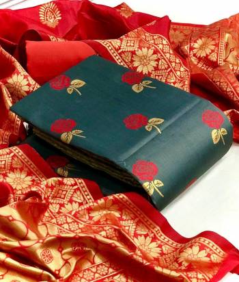 Garb This Weaved Straight Suit In Fine Color. This Pretty Suit Is Banarasi Jacquard Based Top And Dupatta Beautified With Weave Designer And Bottom Are Tapeta Silk. Its Fabric Gives A Rich Look To Your Personalit.