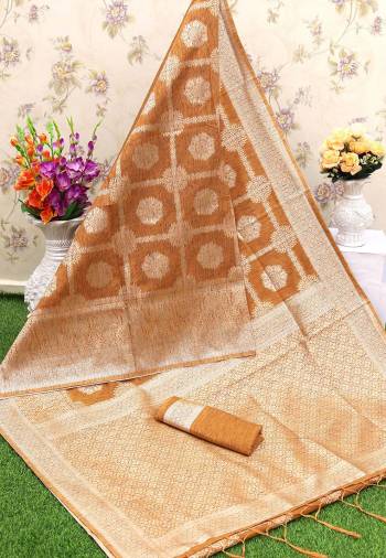 Attrective The Pretty Angelic Look Wearing This Heavy Designer Saree In Fine Color Paired With Blouse. This Saree Is Fabricated On Banarasi Cotton Paired With Banarasi Cotton Fabricated Blouse. Its Pretty Color Pallete Will Give An Attractive Look To Your Personality. 