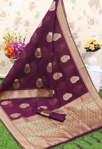 Adorn The Pretty Angelic Look Wearing This Heavy Wevon Designer Saree In Fine Color Paired With Contrasting Colored Blouse. This Saree Is Fabricated On Banarasi Silk Paired With Banarasi Silk Fabricated Blouse. Its Pretty Color Pallete Will Give An Attractive Look To Your Personality. 