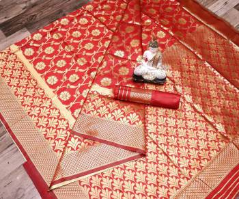 Celebrate This Festive Season In This Very Pretty Dark Colored Designer Saree Paired With Blouse. This Saree and Blouse Are Litchi Silk Based Beautified With Detailed Wevon Jacquard Designer Saree. 