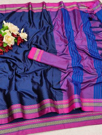 Celebrate This Festive Season In This Very Pretty Fine Colored Designer Saree Paired With Contrasting Colored Blouse. This Saree and Blouse Are Soft Silk Based Beautified With Detailed Wevon Designer Saree. 