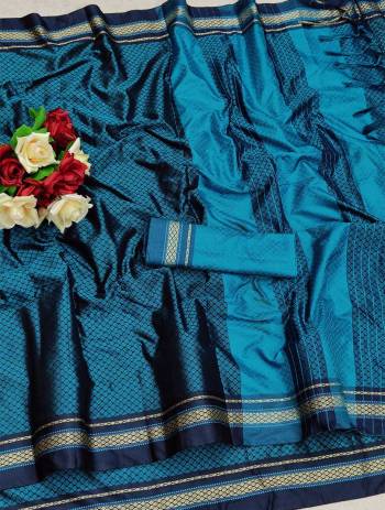 Celebrate This Festive Season In This Very Pretty Fine Colored Designer Saree Paired With Contrasting Colored Blouse. This Saree and Blouse Are Soft Silk Based Beautified With Detailed Wevon Designer Saree. 