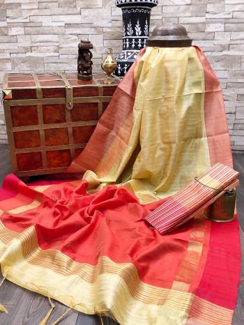 Garb This Very Pretty Fine Colored Designer Saree Paired With Blouse. This Saree and Blouse Are Bhagalpuri Silk Based Beautified With Detailed Wevon Designer Saree. 